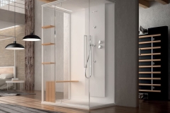 Erretre Ceramiche docce cabina doccia con ante in vetro trasparente all'interno di un bagno moderno