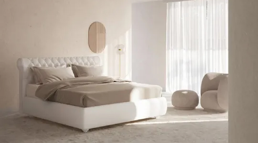 Camera da letto con letto e supporti ergonomici per dare comfort e comodità, del brand Ergogreen.
